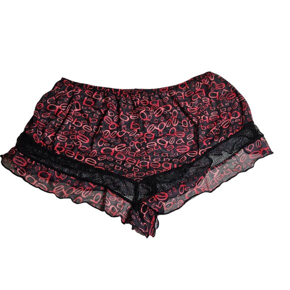 bebe Mesh Cami and Short Lingerie Sleepwear 2 Piece Set, Logo Print, X-Large - Picture 3 of 13